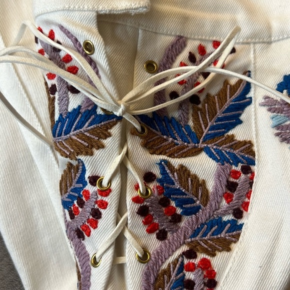 Cynthia Rowley Set (2) Embroider Poplin Twill Lace Up Pant Jeans‎ Bundle SZ 10 - Picture 14 of 16